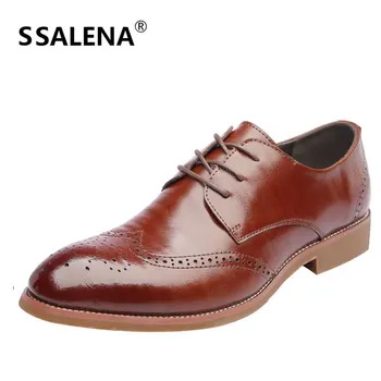 

Men Luxury Italian Brogue Dress Shoes Male Soft Wedding Business Formal Shoes Men Elegant Leather Flats Carve Shoes AA51547