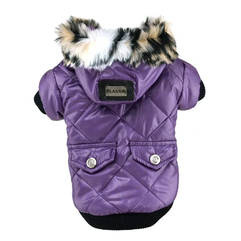 Зима собака одежда супер теплый мягкий меховой капюшон куртки для маленьких собак пальто Толстые хлопковые толстовки с капюшоном для чихуахуа