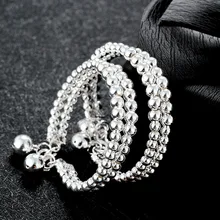 925 Sterling Silver Buddha Beads Bracelet Bangle Women Men Gifts Jewelry