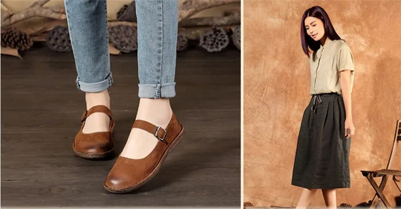 Whensinger- новая весенняя обувь с пряжкой buckle Strap Flats из натуральной кожи Модный дизайн 8567 повседневные кроссовки Женская обувь на плоской подошве