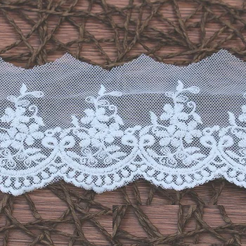 

YACKALASI Soft Tulle Lace Cotton Embroidery Fabrics Butterfly White DIY Garment Accessories 7cm