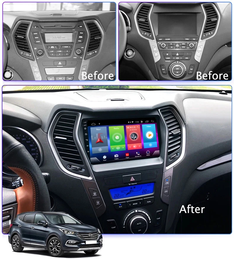 Автомобильный мультимедийный плеер Android 8,1 для HYUNDAI Santa Fe IX45 2013- навигационное устройство GPS USB рулевое колесо bluetooth управление