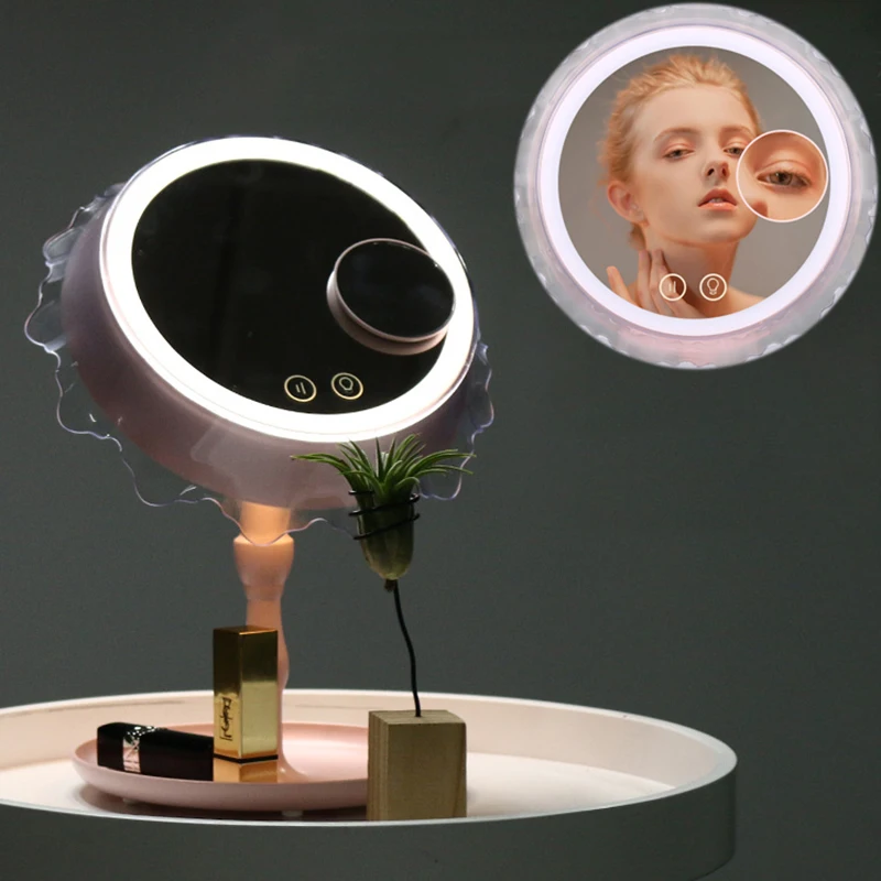 

LED Touch Screen Makeup Light Woman Mirror vanity 180 Rotating 3X Magnifying Mirror USB indoor table lamp decor night light