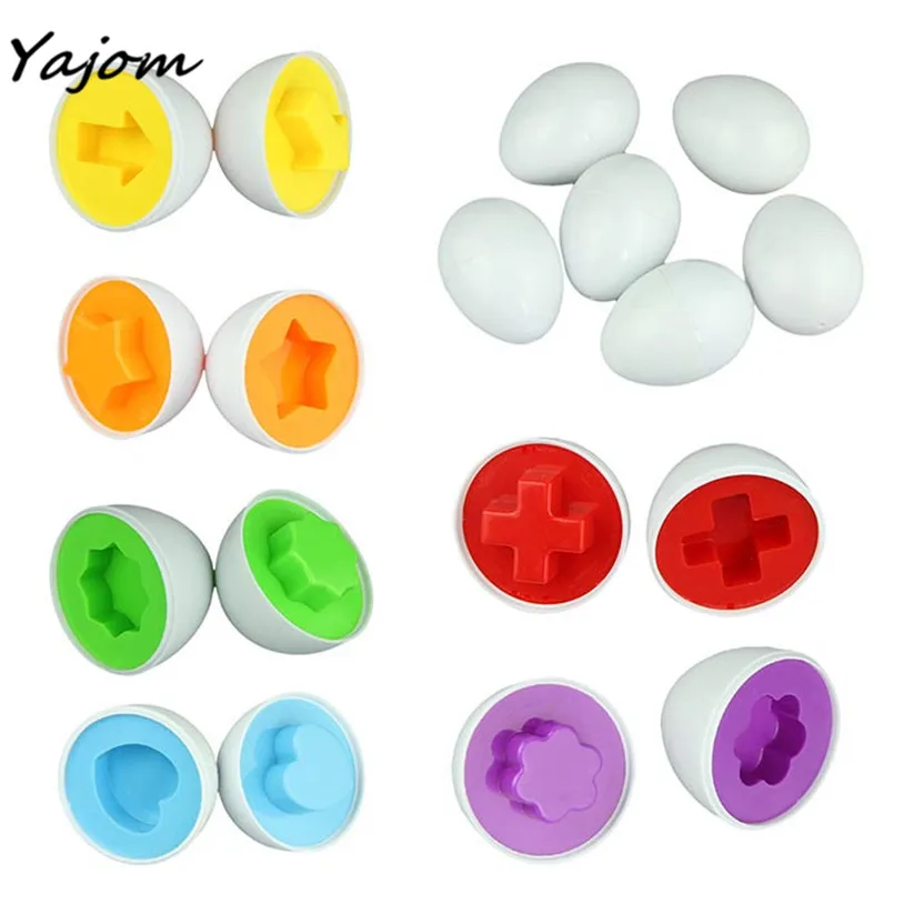 

2018 Newest 6eggs/set Learning Education toys Mixed Shape Wise Pretend Puzzle Smart Eggs Baby Kid Learning Kitchen Toys