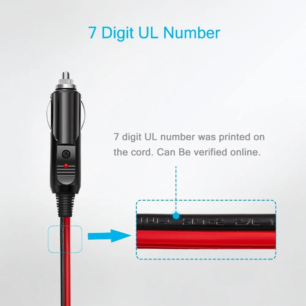 12 V 16AWG кабеля для тяжелых условий эксплуатации плавленого DC Мощность 12 24 вольтметр для автомобиля Инвертор шин Надувное воздушный насос