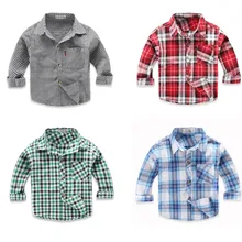 Весенние рубашки с длинными рукавами для мальчиков повседневные рубашки с отложным воротником Camisa Masculina для детей, детская одежда рубашка в клетку для маленьких мальчиков