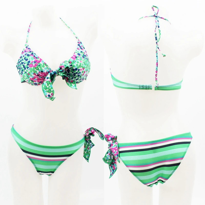 

Floral Bowknot Bikini Swimwear for Small Bust Female Thickening Underwire Push Up Cup Two - Piece Swimsuit DK002