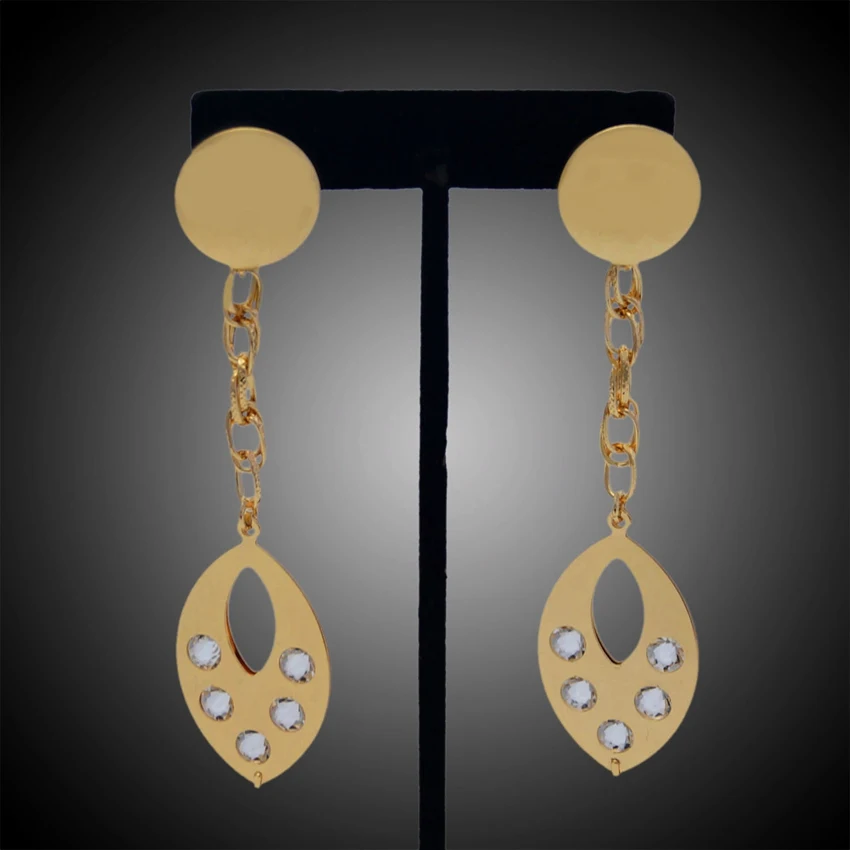 

YULAILI 2018 Free Shipping New Coming 22 Carat Gold Color Ladies Costume Copper Long Earrings