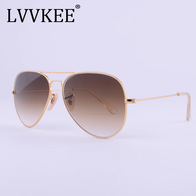 LVVKEE 브랜드 디자이너 최고급 안경 렌즈 선글라스 남성 여성 3025 갈색 G15 그라데이션 58mm 렌즈 태양 안경 UV400 100 %