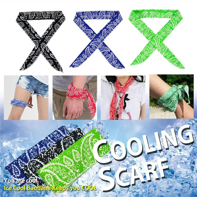 

Hiking Scarves Body Ice Cooling Bandana Scarf Wrap Headband Outdoor Sports Summer Neck Cooler heatstroke ice silk scarf #2f20