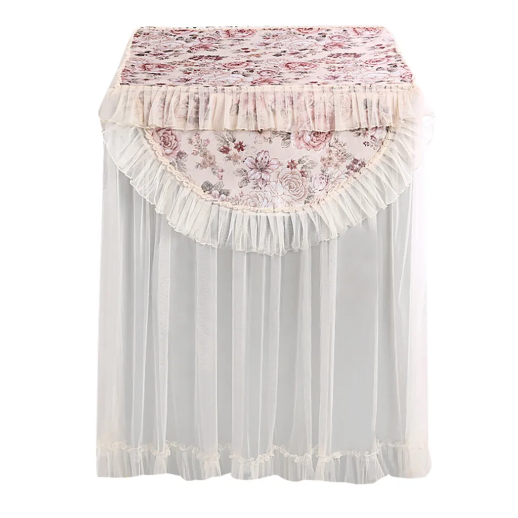 Lace Ruffle Floral Washing Machine Dust Cover Protection Front Durable Soft Home - Color: F