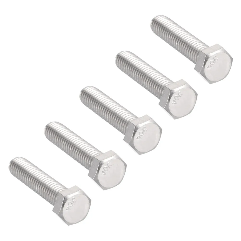 Uxcell 5Pcs Bolts 3/8 16x1 3/4'' 304 Stainless Steel Hex Head Screw