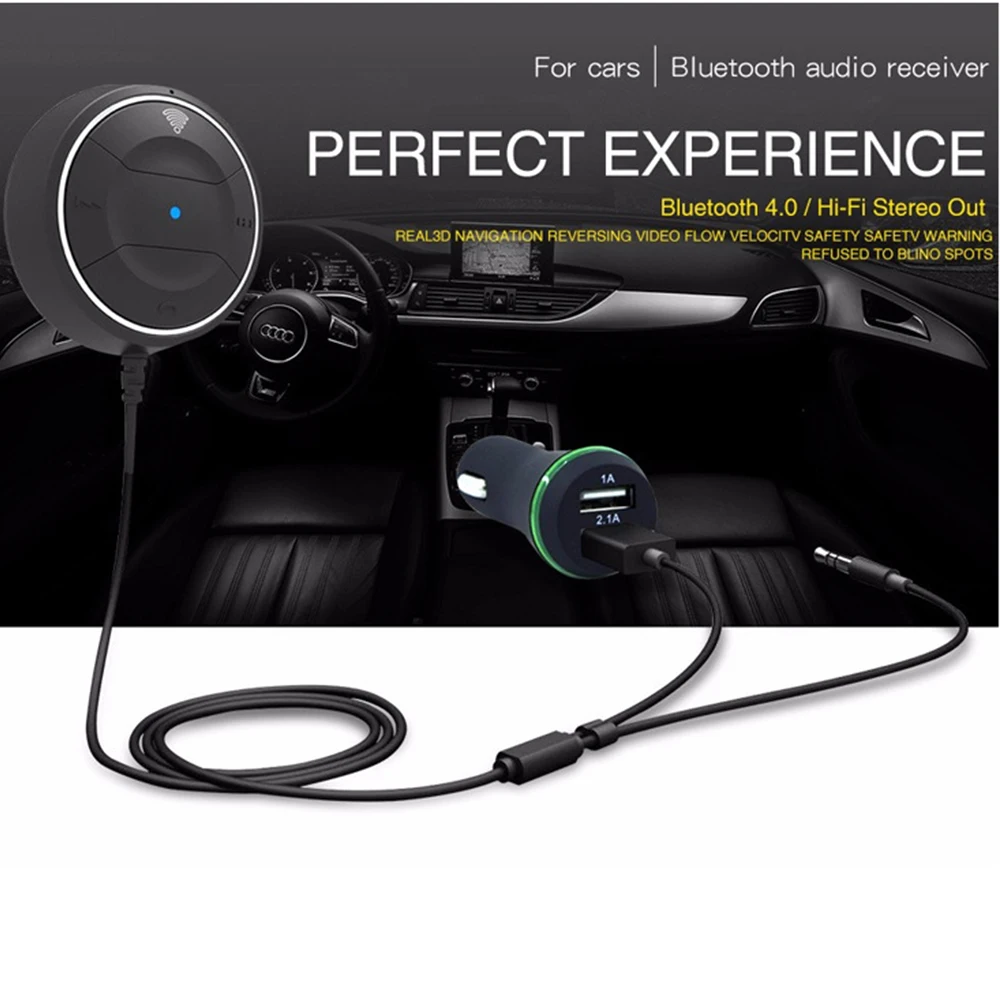 Проводной Bluetooth автомобильный комплект Мини AUX воспроизведение музыки FM Tramsmitter аудио приемник адаптер автомобильный MP3 громкой связи телефон USB зарядное устройство