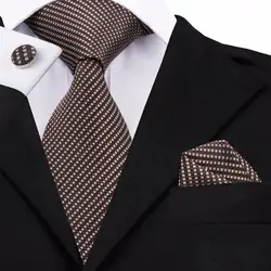 SN-663 Браунс полосатый галстук Hanky запонки наборы Для мужчин 100% шелковые галстуки для Для мужчин Формальные Свадебная вечеринка жених