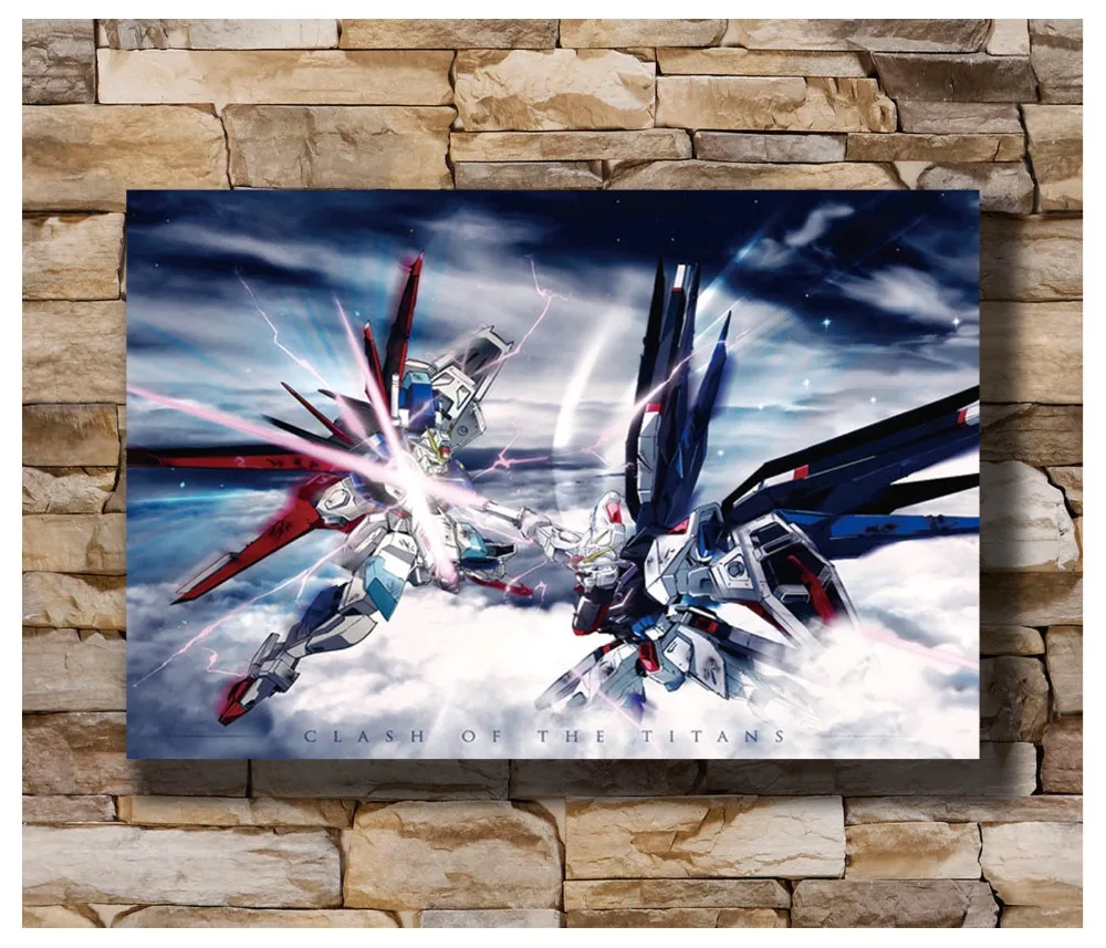 

CLASH of the TITANS Gundam Anime Home Decoration Poster Wall Canvas Art 14x21 16x24 24x36inch Print G-1447