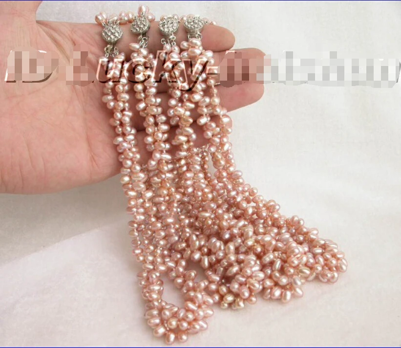 

FREE shipping> >>>4piece 3row lavender freshwater pearl necklace new