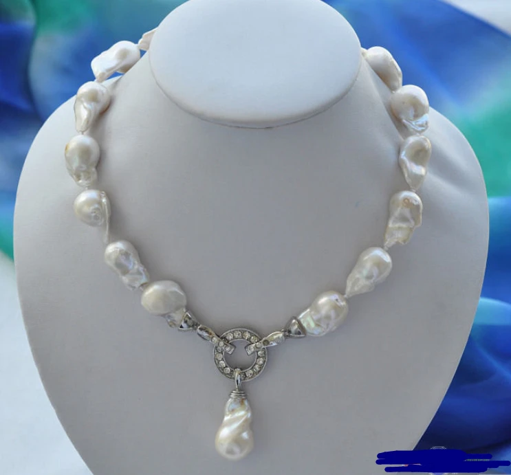 

Jewelr 00377 Rare 23mm white baroque keshi Reborn necklace pendant