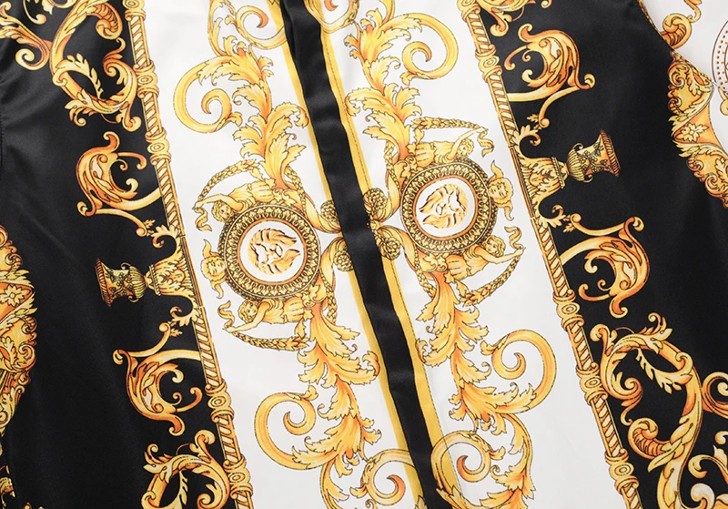 PLstar Cosmos M-XXL Men Gold Shirt 2018 New 3D Print Palace Long Sleeve Shirt Masculina Social Chemise Homme Fashion Shirts 