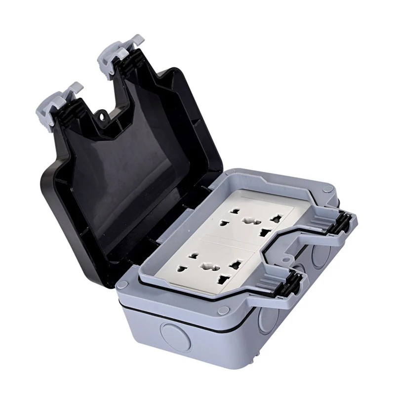

Waterproof Dustproof Wall Switch Socket Two Multi-function Six Hole Double Socket Suitable For UK/EU/AU/US Plug Socket Outdoor