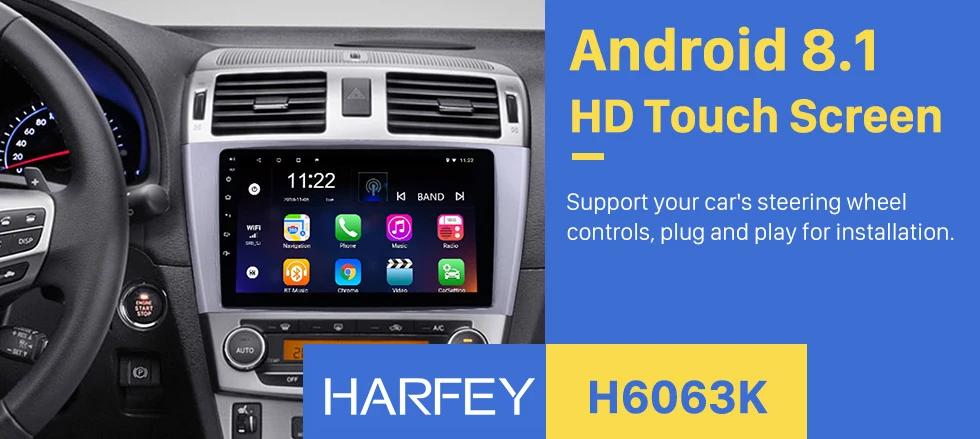 Perfect Harfey Car GPS 8core 9" Navi Android8.1 HD 2Din For Toyota AVENSIS 2009 2010 2011 2012 2013 Head Unit Steering Wheel Control DVR 0