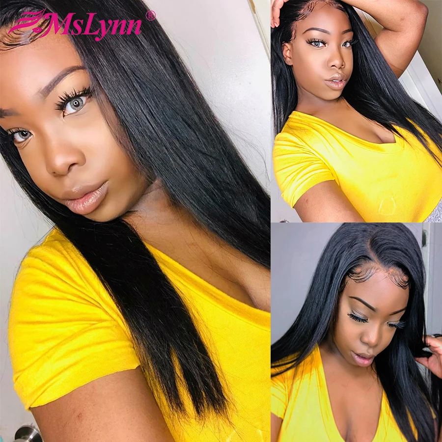 

Mslynn Lace Frontal Human Hair Wigs For Black Women Brazilian T Part Wig Straight I - Shape Wig Pre Plucked With Baby Remy Hair