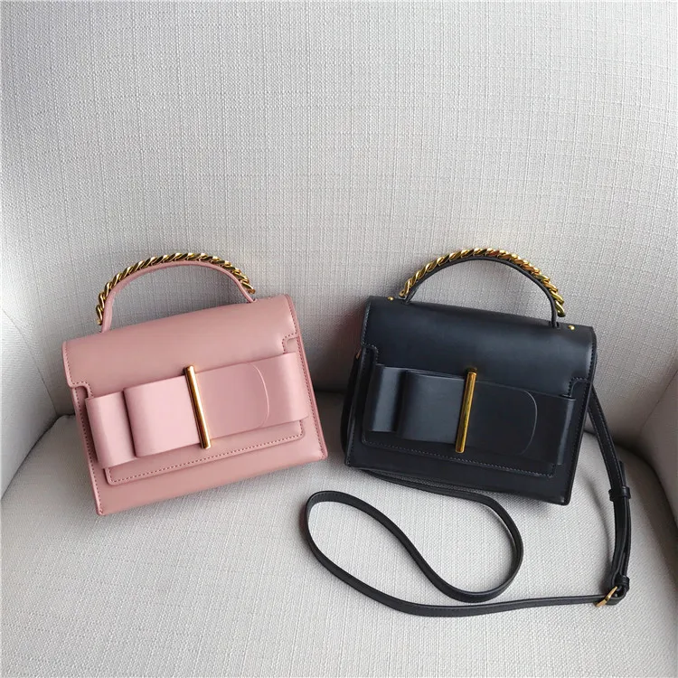 

free shipping The new 2018 cow leather women bags fashionable bowknot portable oblique satchel mini bag restoring ancient ways