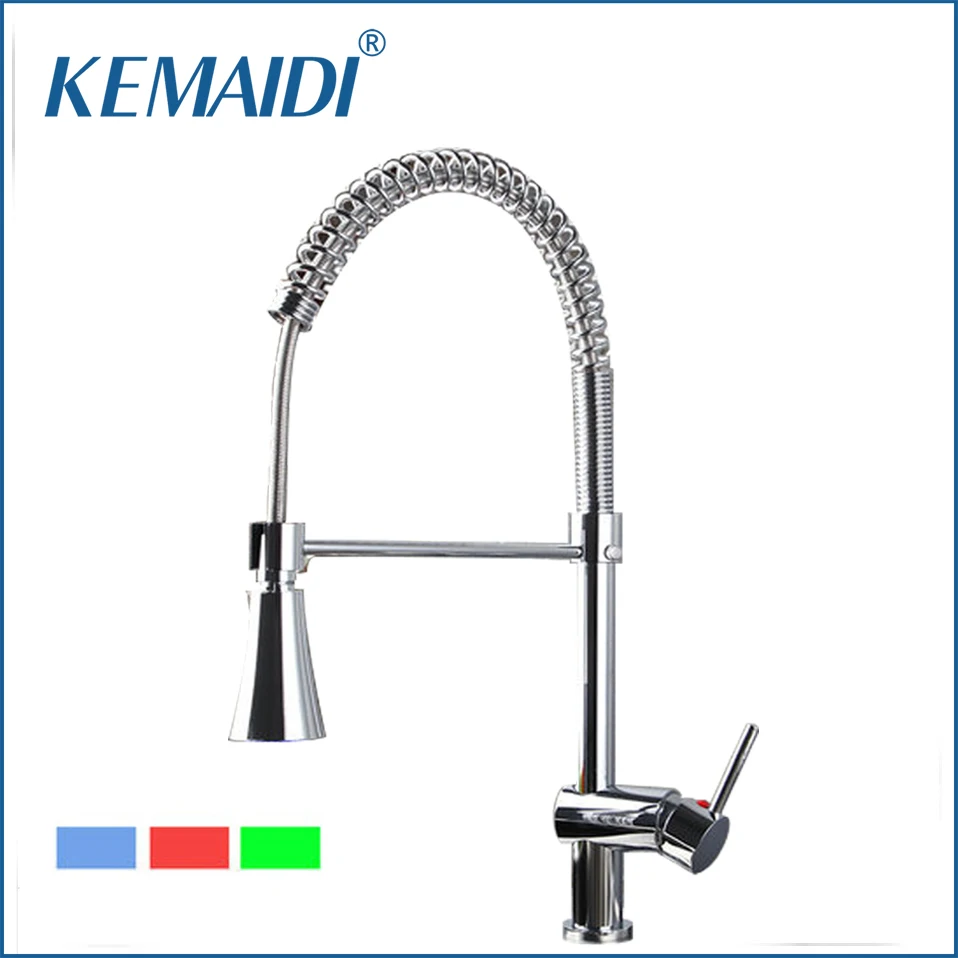 

KEMAIDI Kitchen Faucets Torneira No Need Batteries LED Light Swivel Chrome 8085/7 Basin Sink Water Tap Vessel Faucets,Mixer Taps