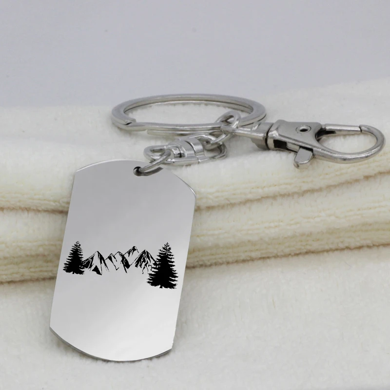 Outdoor Stainless Steel Mountain Tree Pendant Necklace Nature Motivation Jewelry Hiking Snowboard Lover Gift YLQ6244