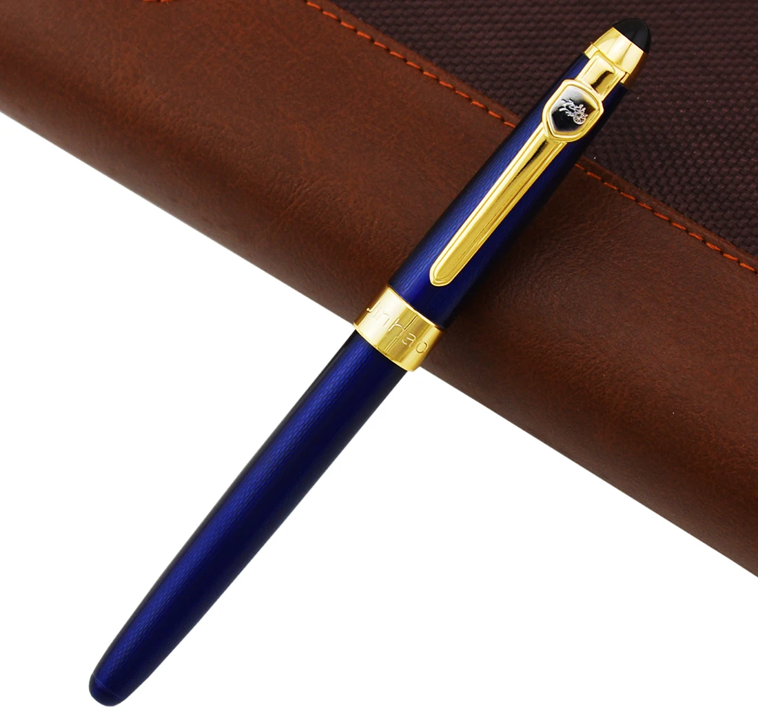 Clássico de Metal Azul em Relevo Caneta de Tinta para Pós-graduação Jinhao Nobre Belas Nib Fountain Pen Gold Trim 0.5 Milímetros - Negócio Escritório 165 18kgp 9 Material escolar e de escritório