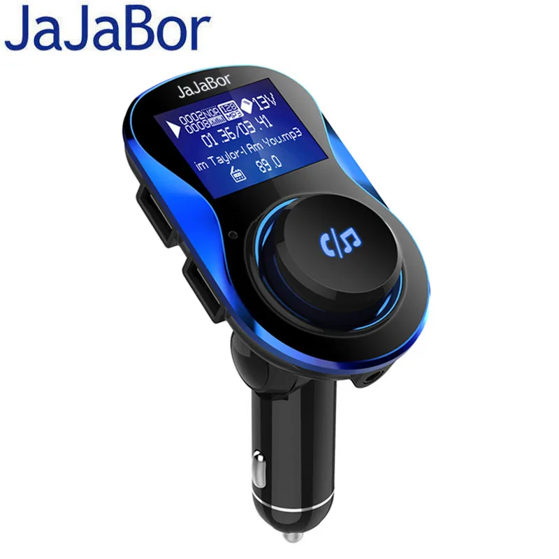 

JaJaBor Bluetooth Car Kit Handsfree Wireless FM Transmitter Car MP3 Player with 1.4 inch Large LCD Screen Support TF Card/U Disk