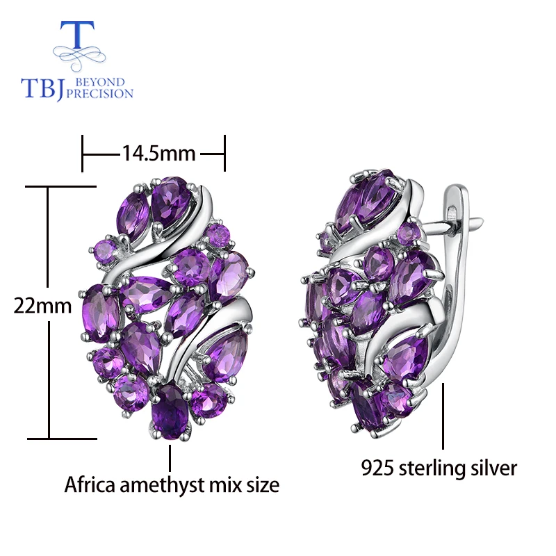 TBJ, природный Африканский Аметист застежка серьги серебро 925 пробы хорошее ювелирное изделие для женщин жена роскошный дизайн юбилей вечерние подарок
