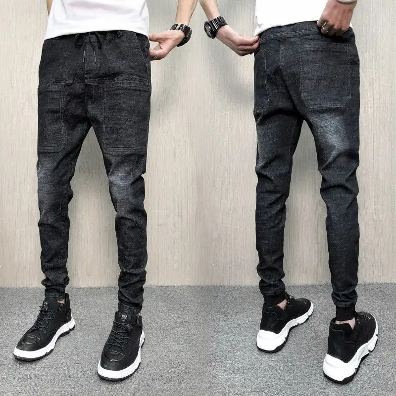 Новинка, эластичные джинсы, мужские и корейские версии, облегающие леггинсы, брюки для мальчиков, студенческие леггинсы, джинсы для мужчин