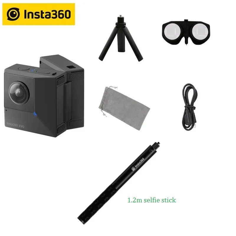 Bundle 1 Insta360 EVO 5,7 K видео 180 3D Очки виртуальной реальности VR/панорамный Insta 360 Камера для устройств на базе Android и iPhone XS/Xs Max/XR/iPhone X/8/8 plus/7/7 plus/6s/6s плюс - Цветной: Bundle 1