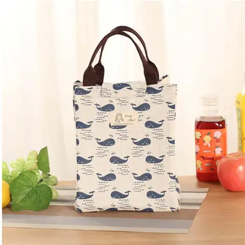Портативная Изолированная Брезентовая сумка для обеда, Модный Свежий Ланчбокс, сумка для хранения, Термосумка для еды и пикника, сумка для обеда для женщин и детей - Цвет: 3