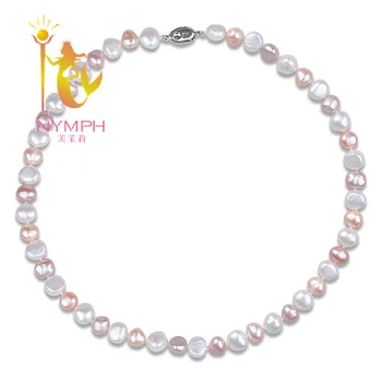 

[NYMPH]Baroque Freshwater Pearl Necklace Natural 8-9mm Mix Color Choker Necklace Party Fine Christmas gifts Fine Jewlery [TX212]