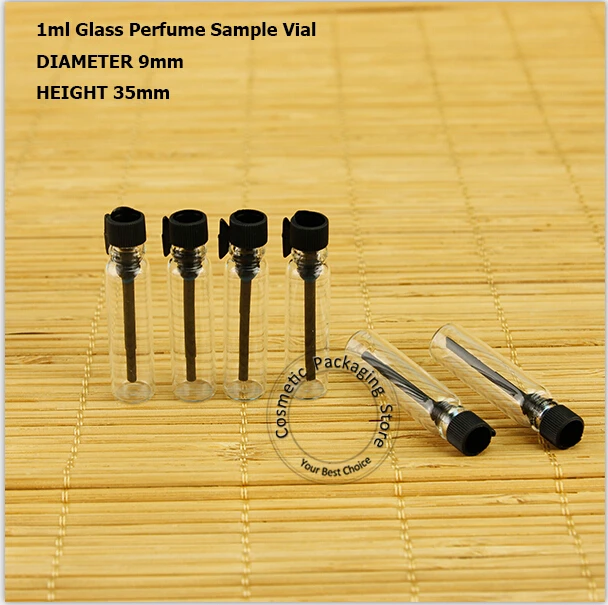 

100pcs/lot Promotion1ml Cosmetic Glass Bottle Mini Perfume Small Glass Vial 1/10OZ Sample Bottles Refillable Makeup Jar