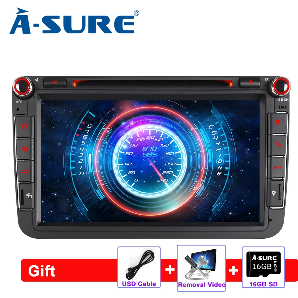 

A-Sure 2 Din 8'' Car Radio GPS DVD Player Navigation For Volkswagen VW Passat T5 Polo Sharan TOURAN TIGUAN GOLF 5 6 Seat Octavia