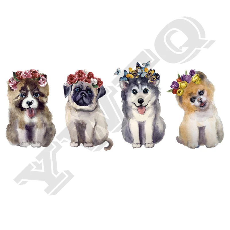 

Set Of 4 Pug Patches Clothing Deco New Design Badges Heat Transfer Diy Accessory Washable Clothes Applique