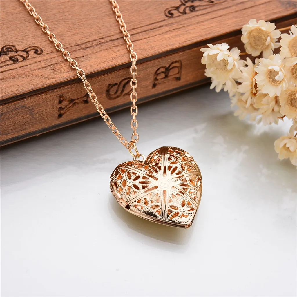 

Valentine Lover Gift Animal Photo Frames Can Open Locket Necklaces Heart Pendant Necklace Jewelry For Women Girlfriend Gift C502
