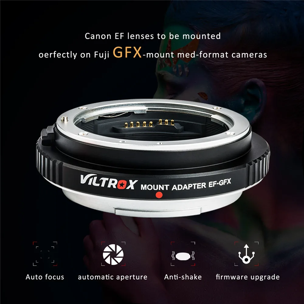 Viltrox EF-GFX AF адаптер с автофокусом для объективов Canon EF идеально устанавливается на Fuji GFX-Mount камеры среднего формата