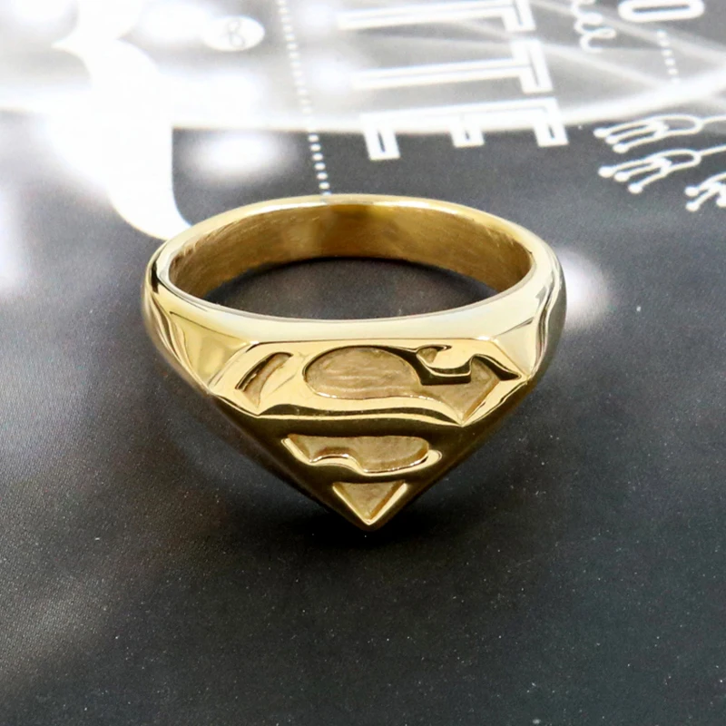Для мужчин и женщин из нержавеющей стали школьные выпускные комиксы Герой Супермен Символ щит перстень мальчик, сын детей подарки на день рождения