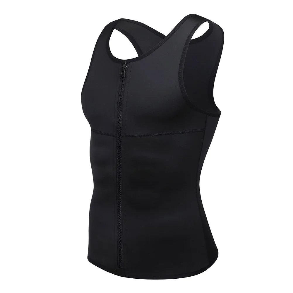 FeelinGirl Men's Slimming Body Shapewear Zip Hooks Corset Vest Shirt Control Slim Waist Trainer Vest Large Size