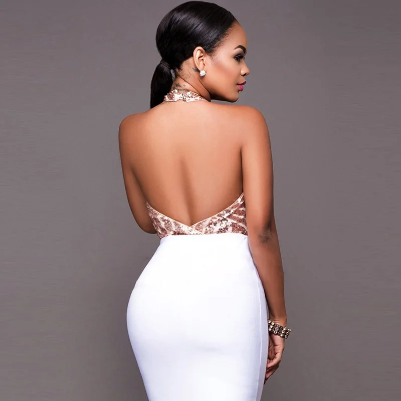 One Piece Backless Sequin Bodysuit Women Patchwork Sleeveless Summer Club Party Bodysuits 2018 Deep V-neck Slim Bodysuit Sexy (2)