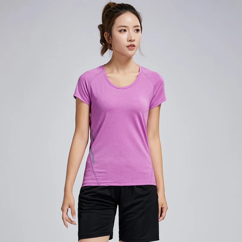 T Shirt Running Woman Quick Dry Fitness Slim Short Sleeves Breathable Gym Nylon Sportswear Yoga Shirts Compression Female 2019