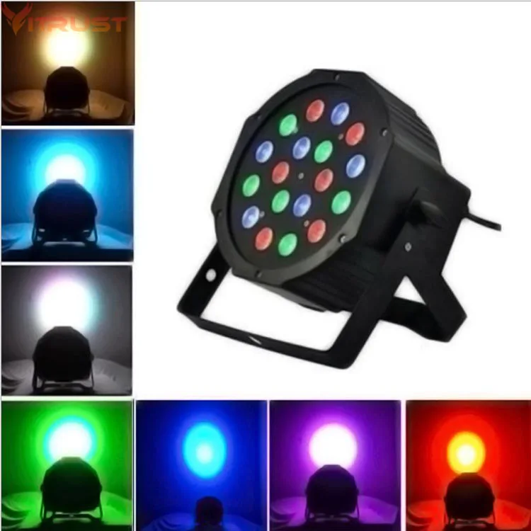 Par огни RGB сценические лампы PRO DJ шоу оборудование вечерние сценическое освещение DMX512 Диско Бар Рождество 18 светодиодный стробоскоп Soundlight