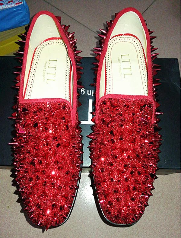 red sequin dress shoes