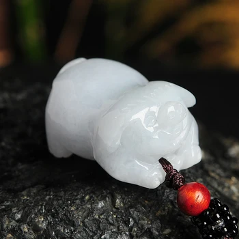 

Natural A grade white jadeite pig pendant 100% real lucky pendant
