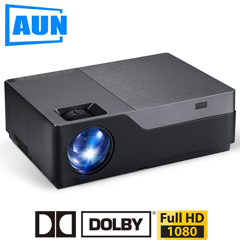 AUN Full HD Projector, 1920x1080 Resolution. LED Projector Support AC3. Home Theater. 5500 Lumens. (Optional Android WIFI) M18
