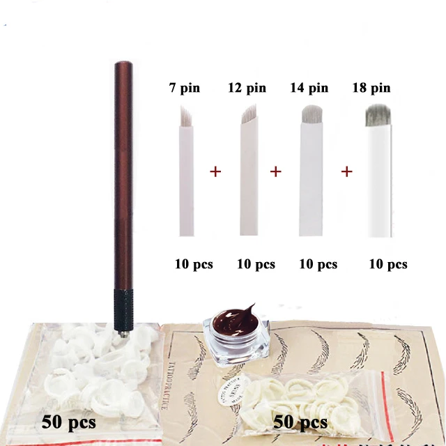 Eyebrow Microblading Kit Micro Needling Pen Set With 40 Needle Eyebrow Pigment Practice Skin For Eyebrow Tattoo Permanet Makeup Eyebrow Microblading Kit Micro Needling Pen Set With 40 Needle Eyebrow Pigment Practice Skin For Eyebrow Tattoo Permanet Makeup