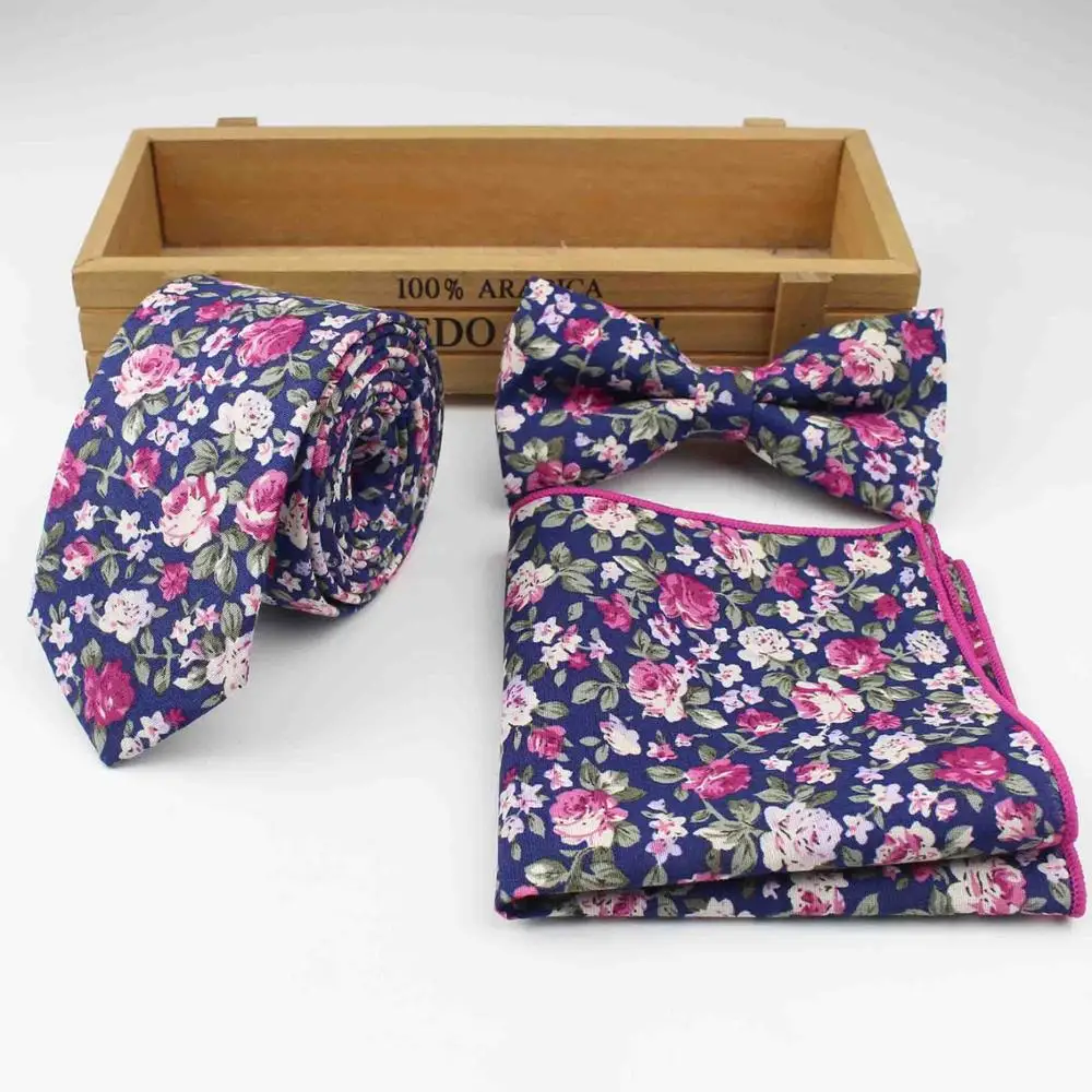 Стиль мужской дизайнерский обтягивающий платок с цветочным принтом розы Пейсли квадратный платок бабочка галстук-бабочка набор галстуков - Цвет: 1